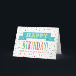 Colourful Confetti Daughter Birthday Card<br><div class="desc">Birthday card for daughter with with colourful confetti,  hand lettered style retro text and vintage banner in bright blue,  orange,  yellow,  green and hot pink.</div>