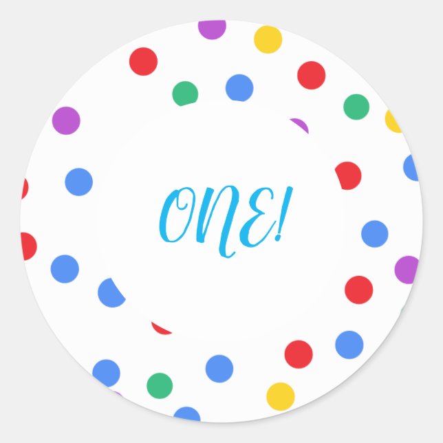 Colourful Confetti Dots 1st Birthday Sticker (Front)