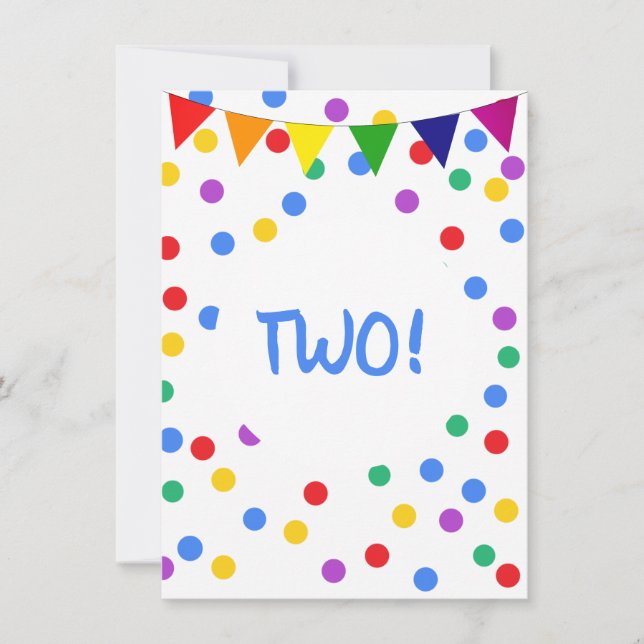 Colourful Confetti Dots 2nd Birthday Party Kids Invitation (Front)