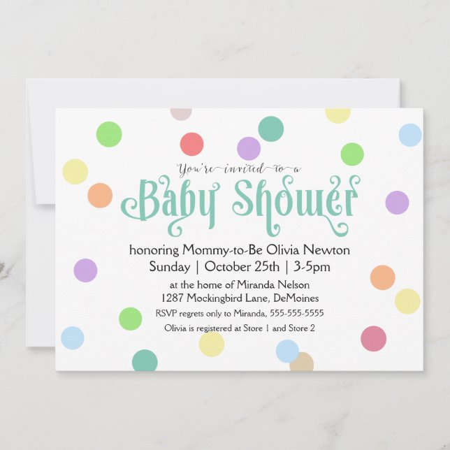 Colourful Confetti Dots Baby Shower Invitation (Front)