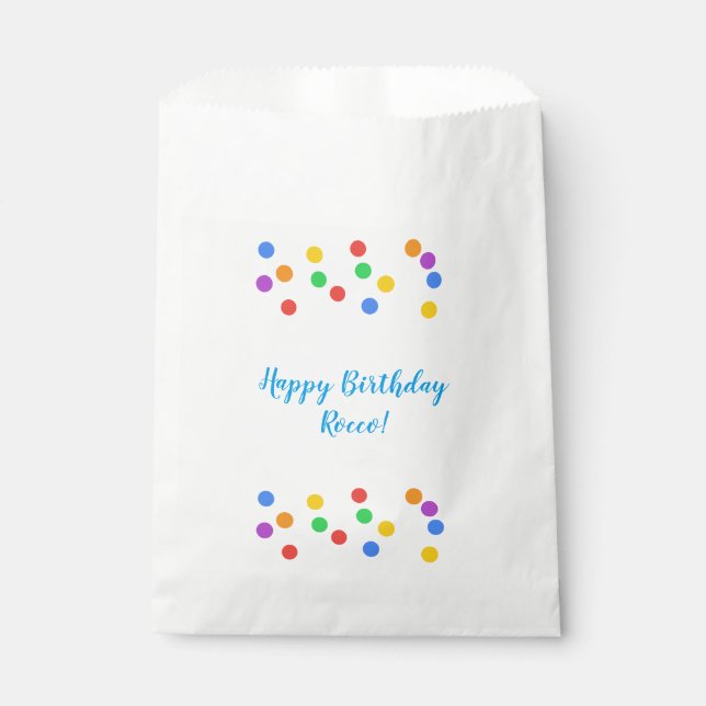 Colourful Confetti Dots Birthday Party Favour Bag (Front)