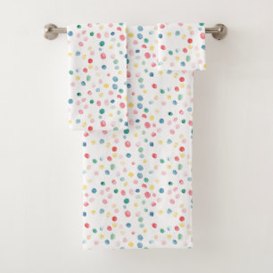 Colourful Confetti Dots Blue Red Yellow Green Pink Bath Towel Set