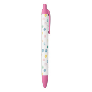 Colourful Confetti Dots Blue Red Yellow Green Pink Black Ink Pen