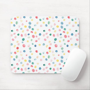 Colourful Confetti Dots Blue Red Yellow Green Pink Mouse Mat