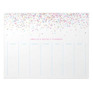 Colourful Confetti Dots Personalised Weekly Planne Notepad