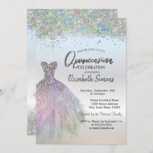 Colourful Confetti Dress Quinceañera Invitation