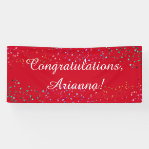 Colourful Confetti Elegant Congratulations Red Banner