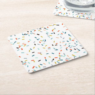 Colourful Confetti Fall Pattern Square Paper Coaster