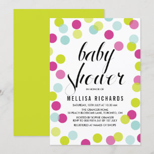 Colourful Confetti Frame Baby Shower Invitation