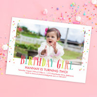 Colourful Confetti Girl Photo Birthday Party