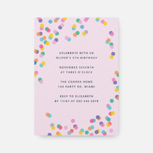 Colourful Confetti Girl's Birthday Pink Invitation