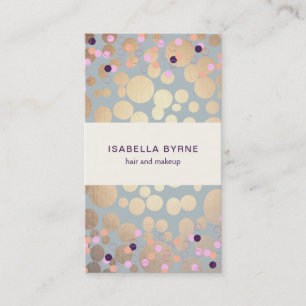 Colourful Confetti & Gold Circles Look Beauty Salo Business Card