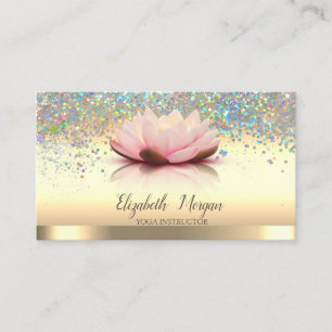 Colourful Confetti Gold Lotus Flower Yoga Business Card
