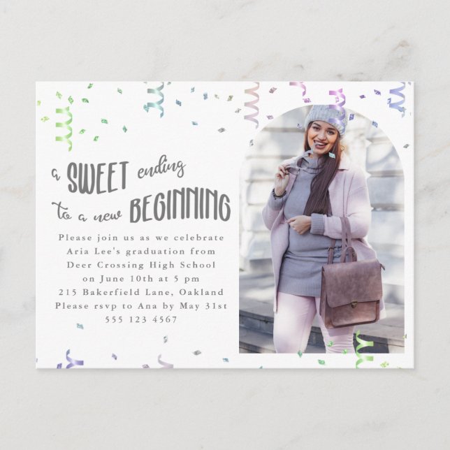 Colourful Confetti Graduation Party Invitation (Front)