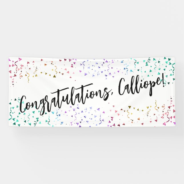 Colourful Confetti Handwriting Congratulations Banner (Horizontal)
