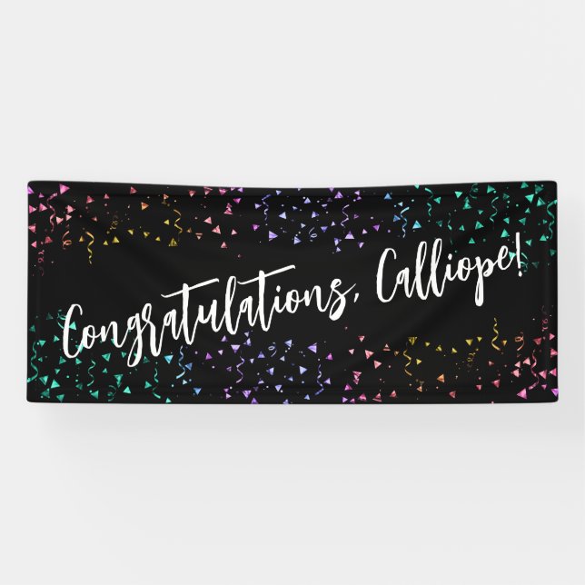 Colourful Confetti Handwriting Congratulations Banner (Horizontal)