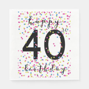 Colourful Confetti Happy 40th Birthday  Napkin
