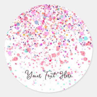 Colourful Confetti Happy Pink Classic Round Sticker