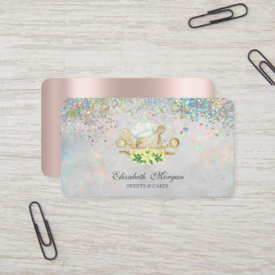 Colourful Confetti Holographic Bakery Tools Business Card