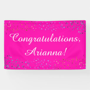 Colourful Confetti Hot Pink Congratulations Elegan Banner
