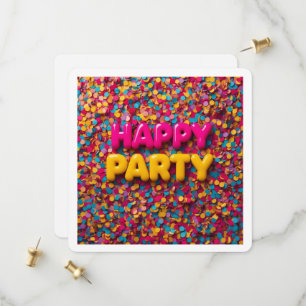 Colourful Confetti Kids Birthday Invitation Fun Pa