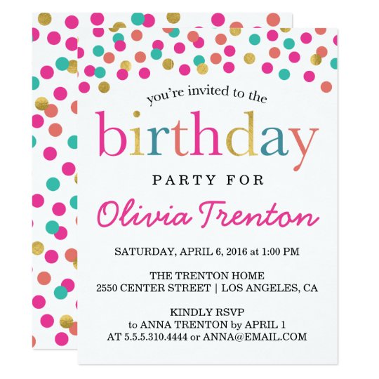 colourful confetti kids birthday party invitations party invitations uk