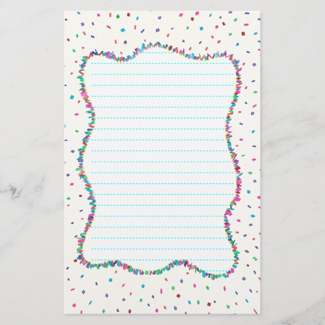 Colourful Confetti Lined Stationery (Front)