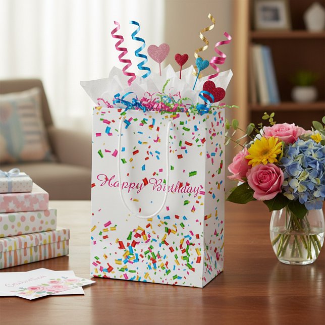 Colourful confetti medium gift bag (Creator Uploaded)