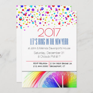 Colourful Confetti New Years Party Invitation