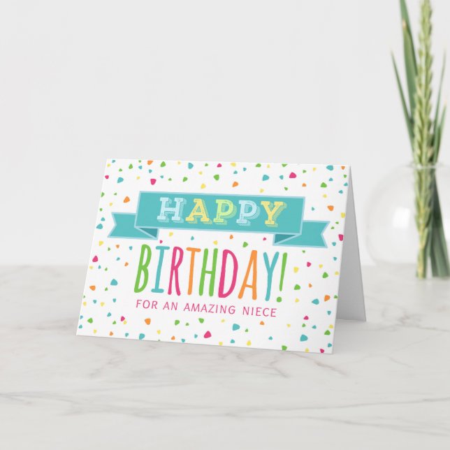 Colourful Confetti Niece Birthday Card (Front)