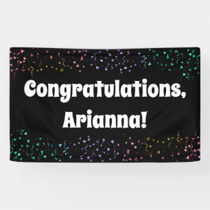 Colourful Confetti on Black Congratulations Banner