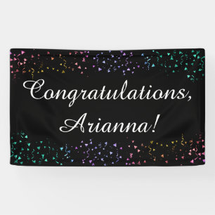 Colourful Confetti on Black Congratulations Elegan Banner