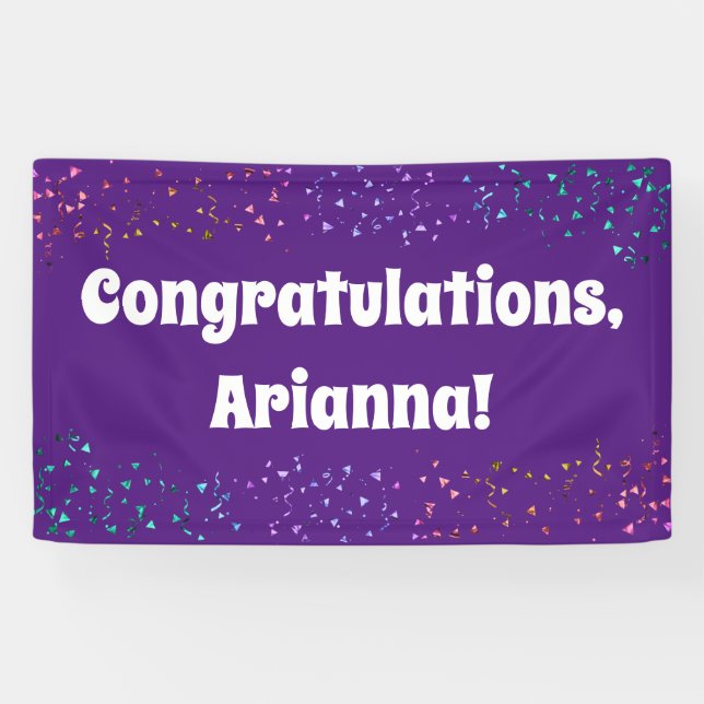 Colourful Confetti on Purple Congratulations Banner (Horizontal)