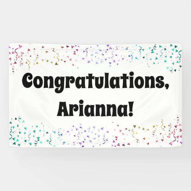 Colourful Confetti on White Congratulations Banner (Horizontal)