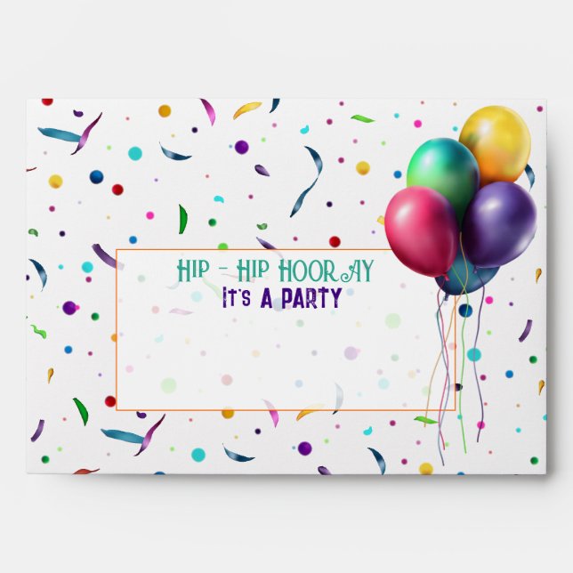 Colourful Confetti Party Envelope (Front)