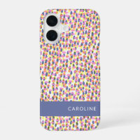 Colourful Confetti Pattern Blue Personalised Name