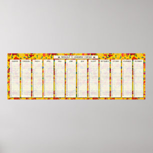 Colourful Confetti Perpetual Birthday Calendar Poster