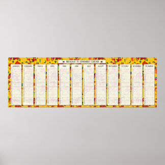 Colourful Confetti Perpetual Birthday Calendar Poster