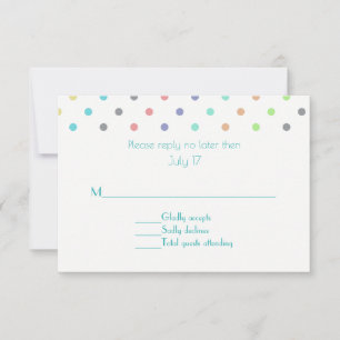 Colourful Confetti Polka Dot Wedding RSVP Card