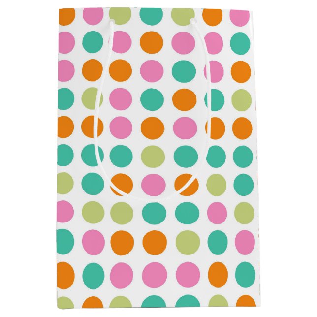 Colourful confetti polka dots retro 60s art medium gift bag (Front)