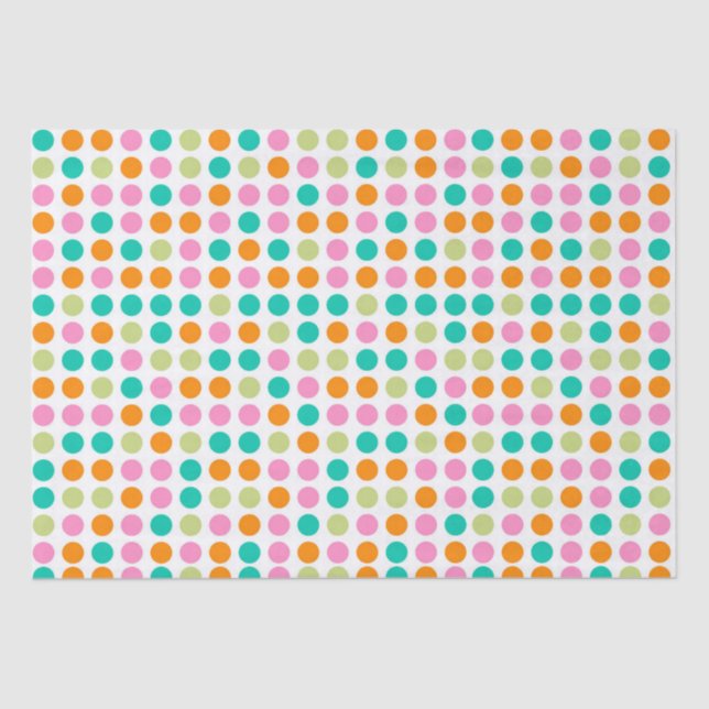 Colourful confetti polka dots retro 60s art tissue paper (Front)