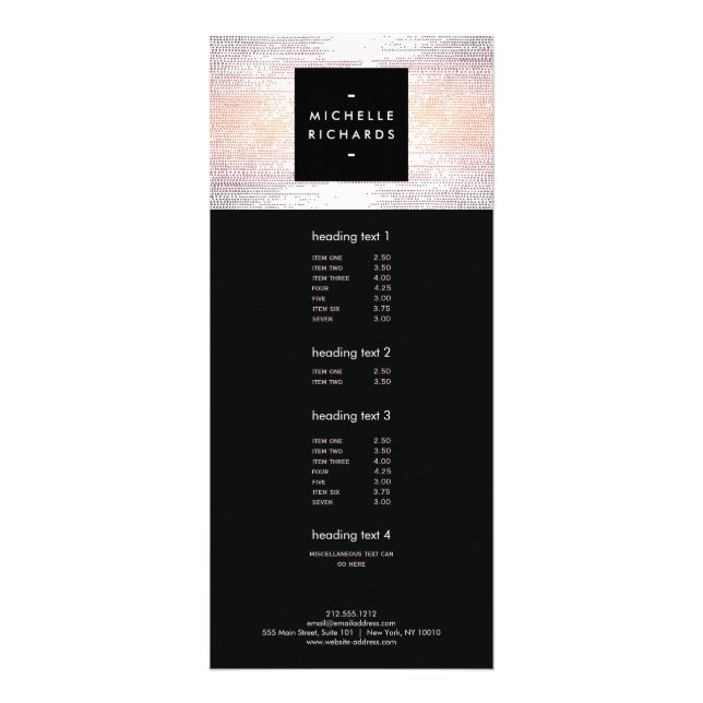 Colourful Confetti Rain Pattern Modern Rack Card (Front)