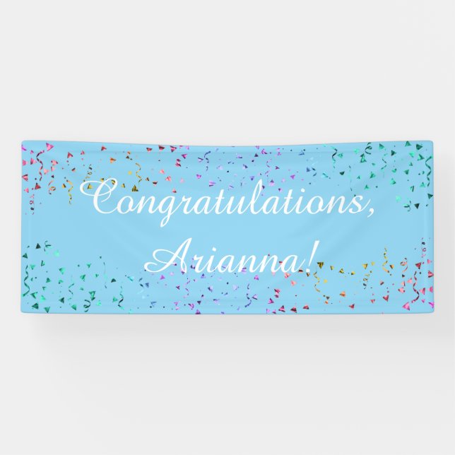 Colourful Confetti Script Congratulations Pale Blu Banner (Horizontal)