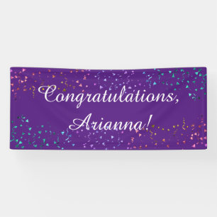Colourful Confetti Script Congratulations Purple Banner