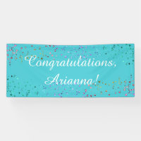 Colourful Confetti Script Congratulations Turquois