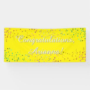 Colourful Confetti Script Congratulations Yellow Banner