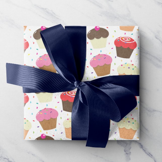 Colourful Confetti & Sprinkles Cupcakes Wrapping Paper (Creator Uploaded)