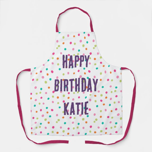 Colourful confetti sprinkles polka dot rainbow car apron (Front)