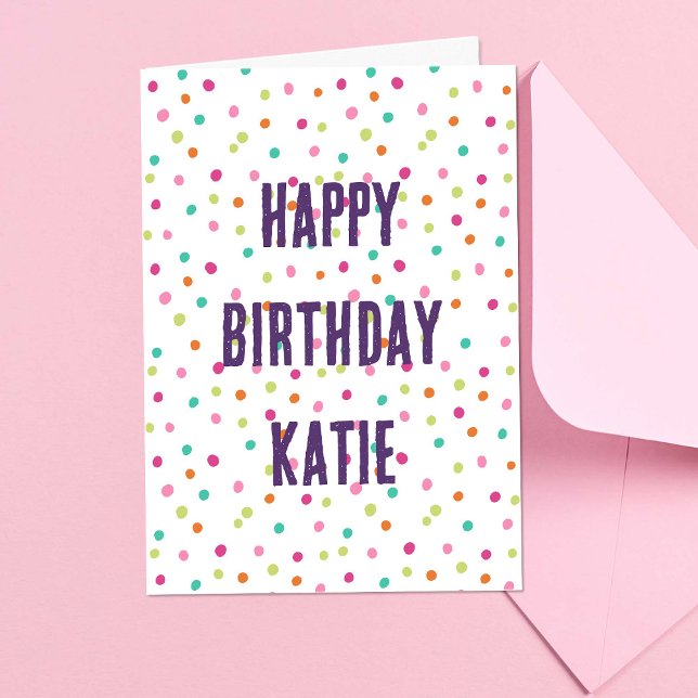 Colourful confetti sprinkles polka dot rainbow card (Creator Uploaded)