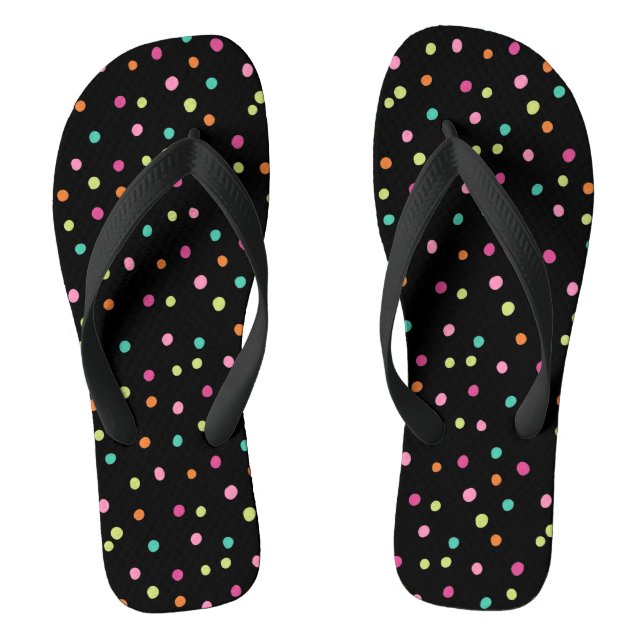 Colourful confetti sprinkles polka dot rainbow pop flip flops (Footbed)